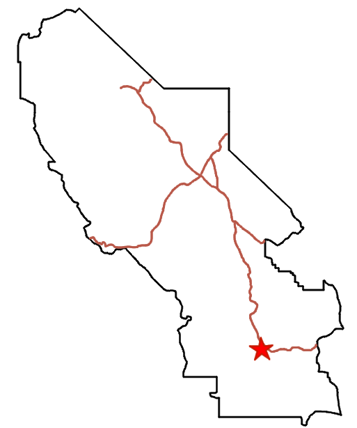 Map for Ashford Mill, Ashford Mine, Ashford Canyon, Kaleidoscope Canyon, Scotty Spring, and other destinations on the southern Badwater Road