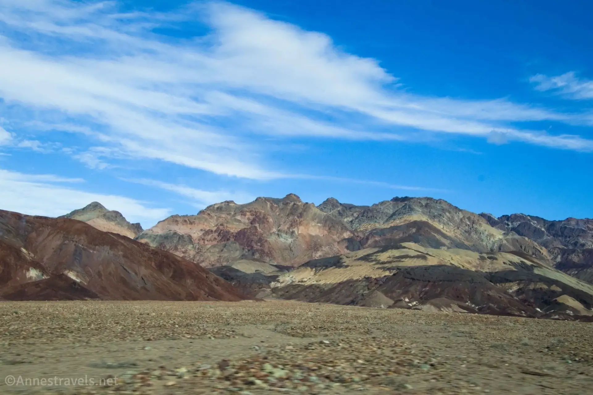 Colorful hills along the Badwater Road, Death Valley National Park, California