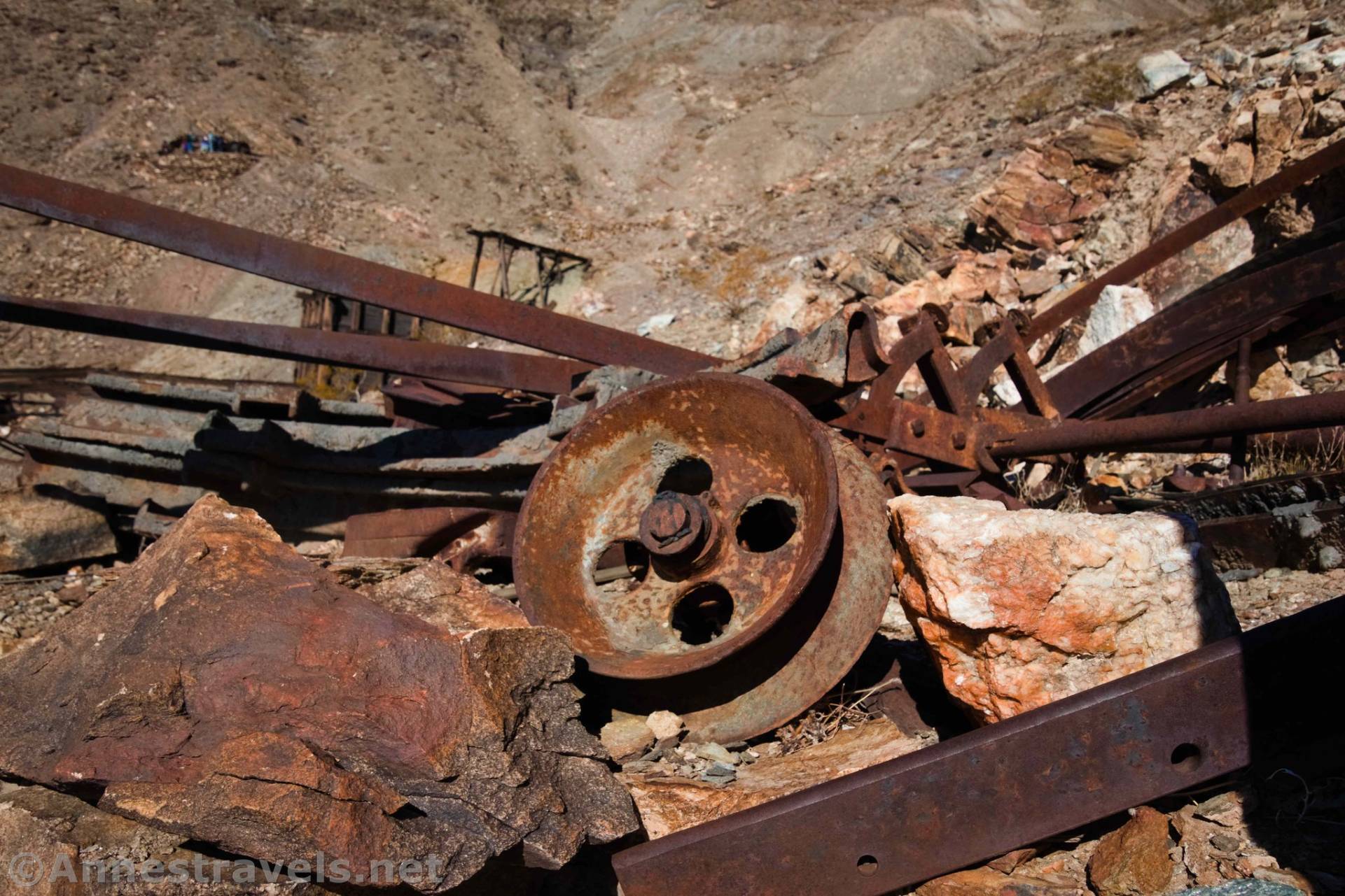 Pulleys and junk near the Keane Wonder Mine, Death Valley National Park, California