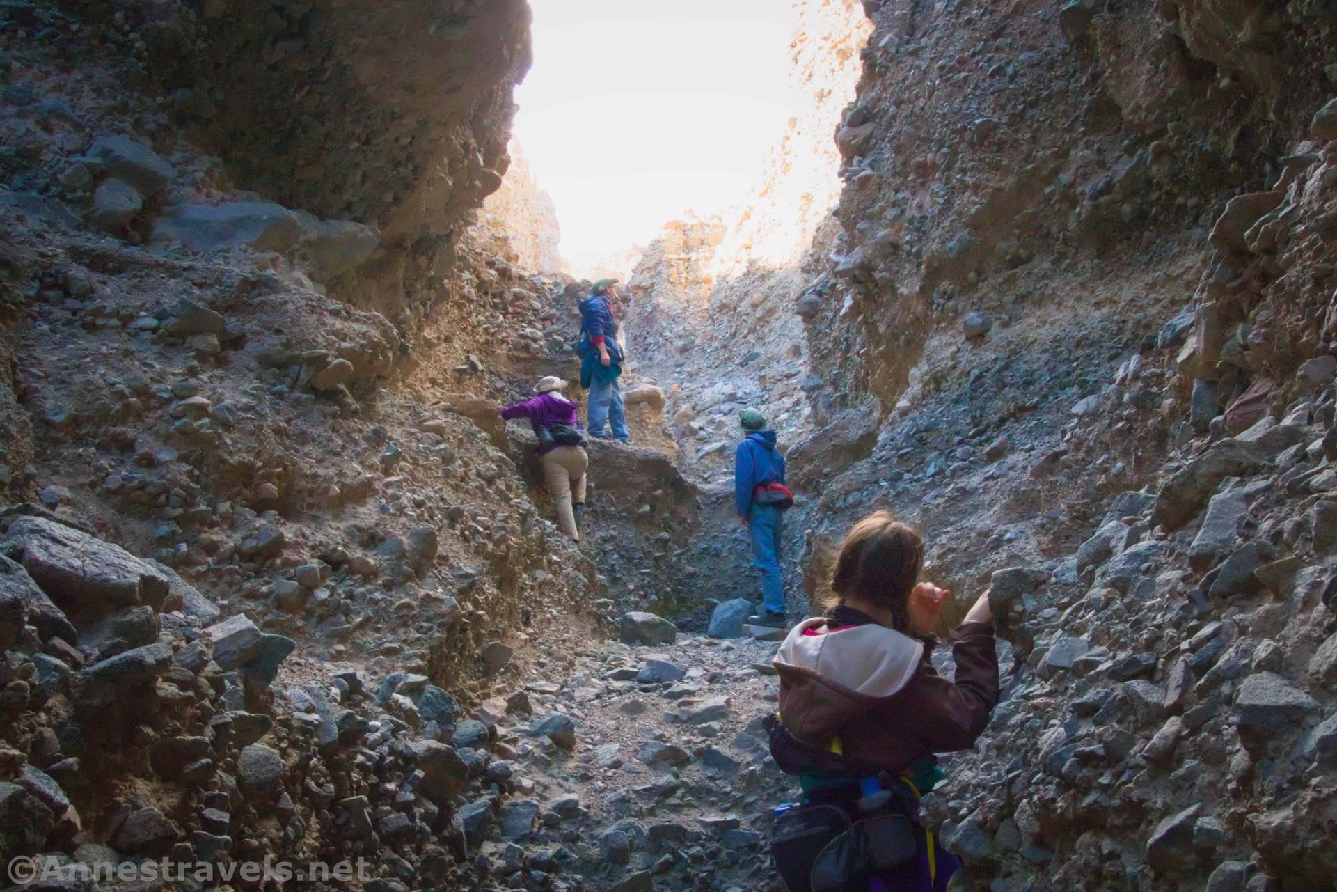 Climbing in Sidewinder Canyon, Death Valley National Park, California