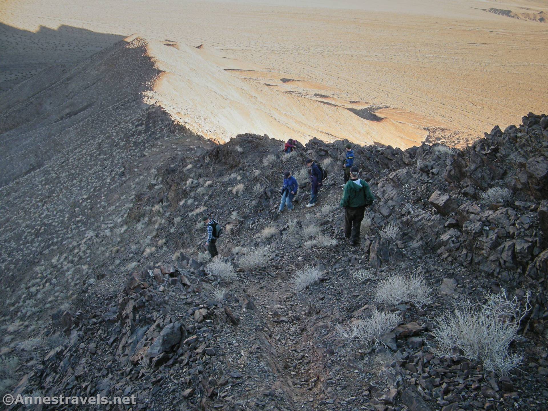 Walking down from the Death Valley Buttes, Death Valley National Park, California