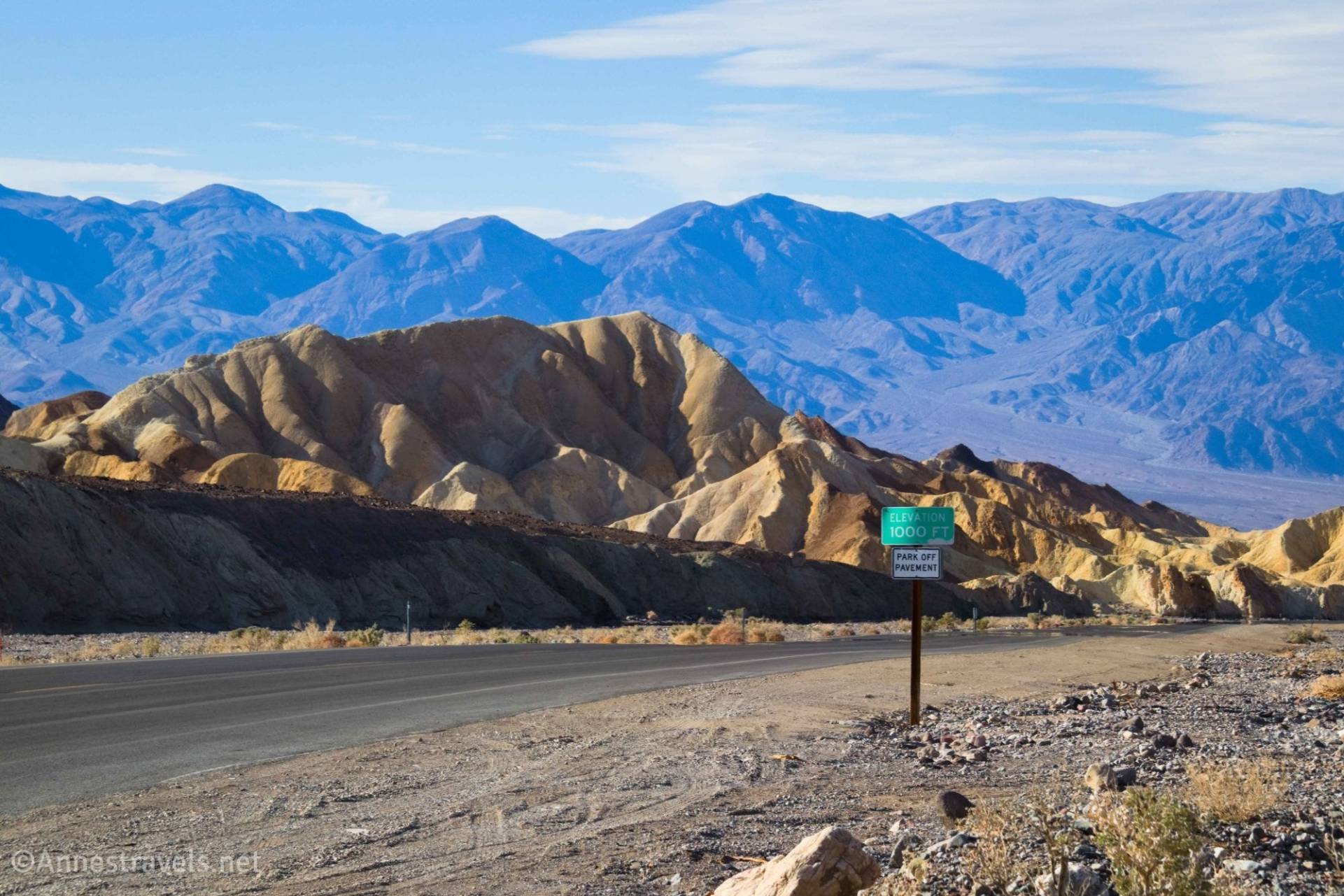 1000ft. sign in Death Valley National Park, California