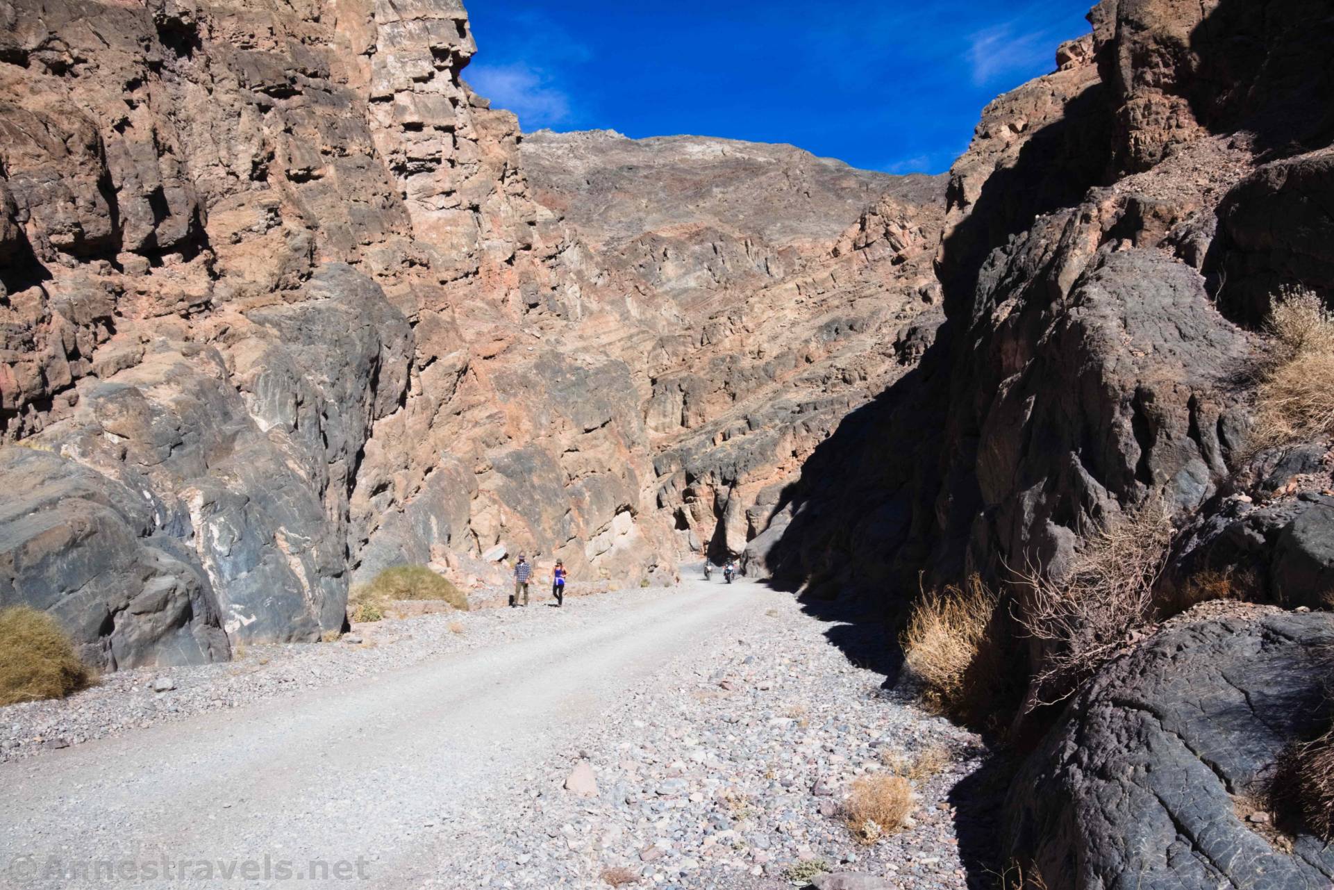 Hiking the lower narrows of Titus Canyon, Death Valley National Park, California