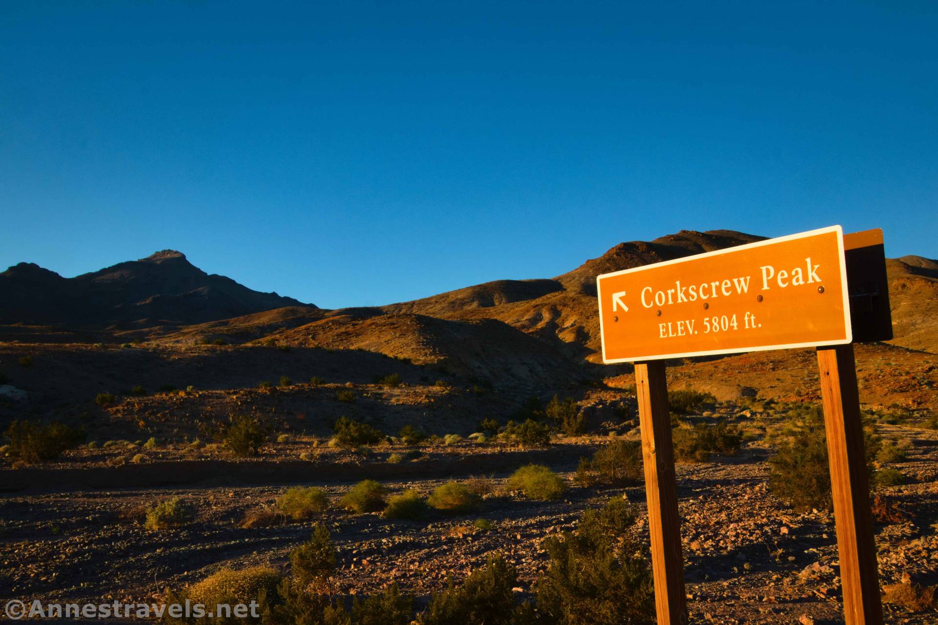 Corkscrew Peak sign, Death Valley National Park, California