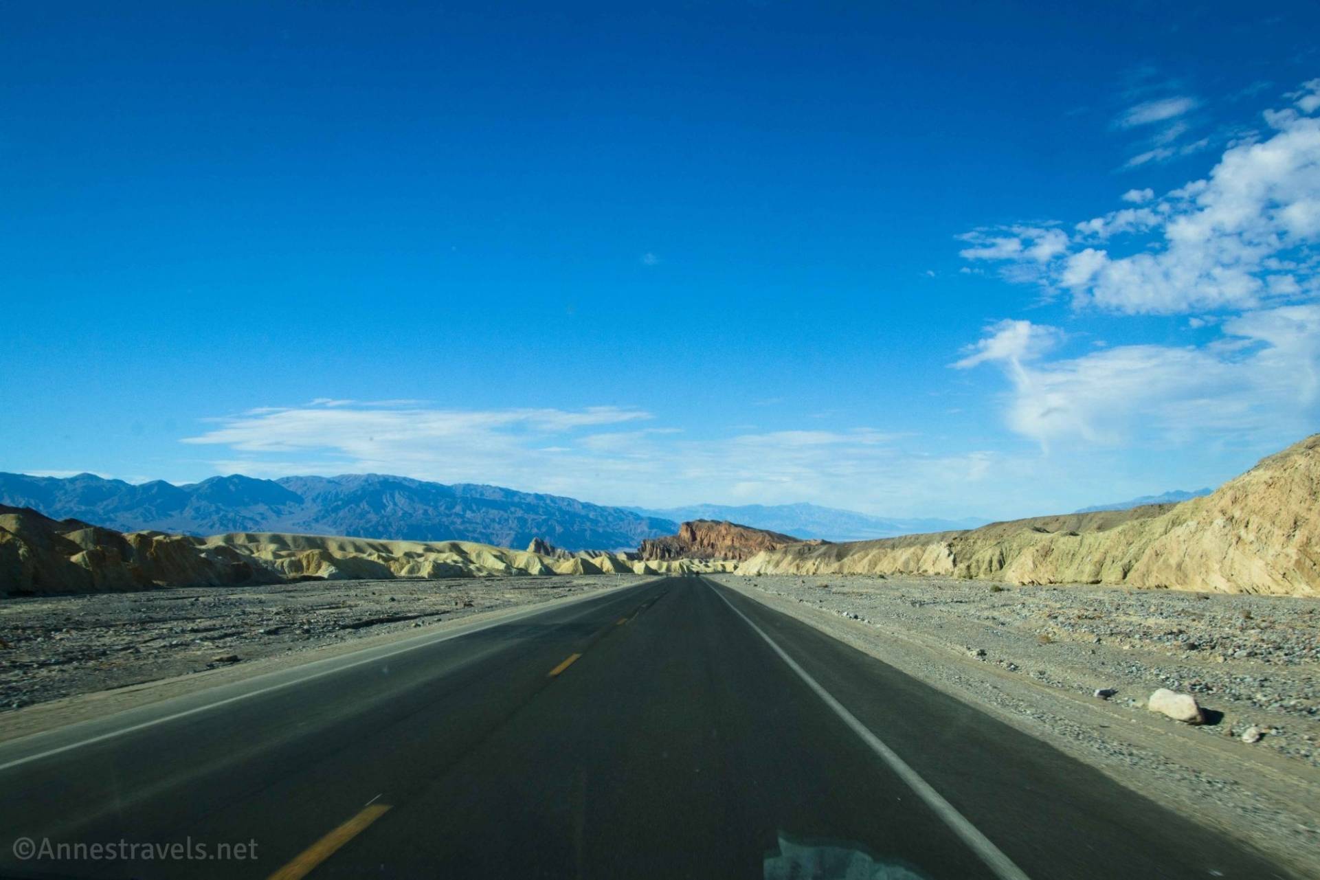 CA-190 and the Red Cathedral, Death Valley National Park, California